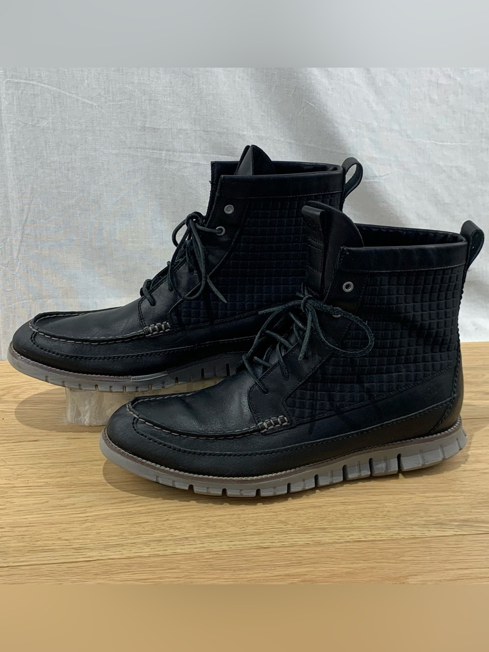Cole Haan ZeroGrand Men’s Size 13 M Tall Water Resistant Black Leather Boots